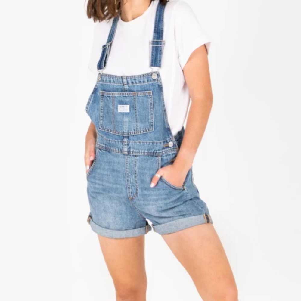 NWT Levi's Vintage Medium Wash Shortalls Overalls Size XS Extra Small